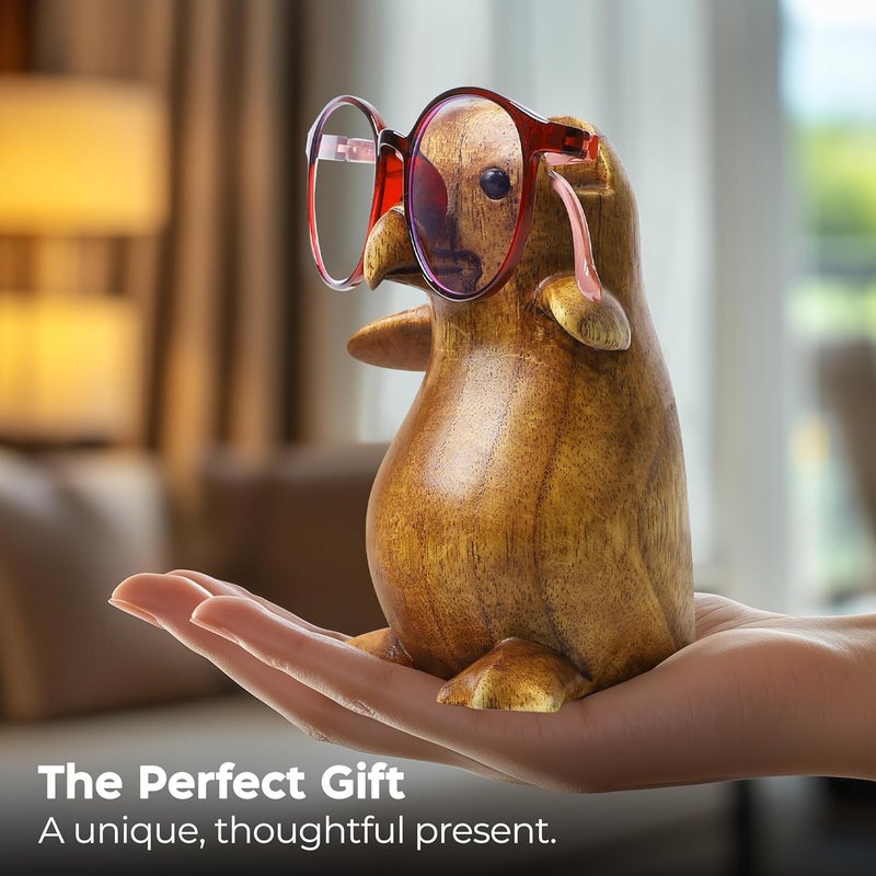 Spaceneat Penguin Eyeglass Holder Stand - Handcrafted in Indonesia - Wooden Glasses Holder for Nightstand - Sunglasses Stand Display, Versatile Eyewear Storage for Reading Glasses, Spectacles & More - Image 5